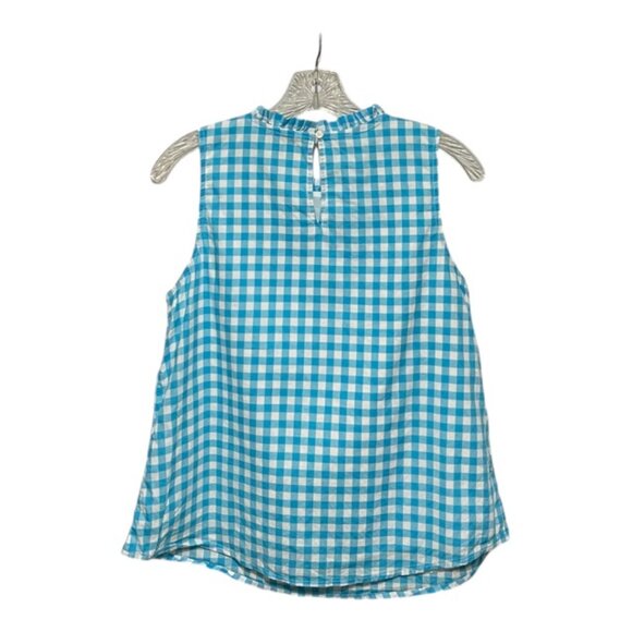J. Crew Factory XS Gingham Sleeveless Mock Ruffle Neck Top - Picture 3 of 7